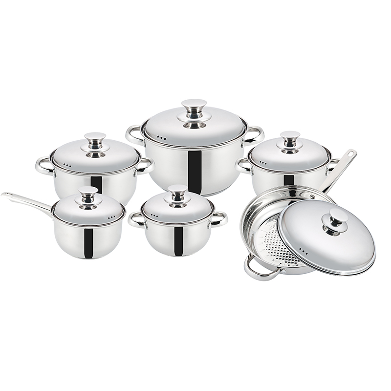 ZH-C123 12pcs Stainless Steel Cookware Set with Hollow Handle